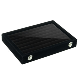 Velvet Covered Glass Top Ring Tray