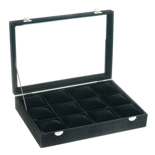 Velvet Covered Glass Top Pillow Tray