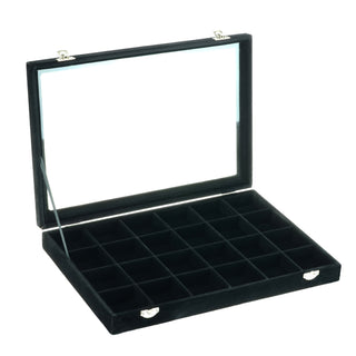 Velvet Covered Glass Top Utility/ Compartment Tray