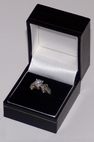 Classic Leatherette-look Ring boxes Black Box of 24