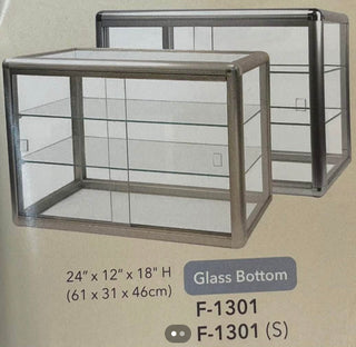 Counter Top Display Showcase Silver tone frame/ Glass