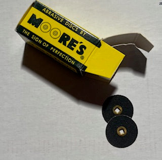 Moore's Sanding Discs, 7/8" Dia, Emery, Fine, brass center, Adalox
