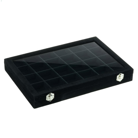 Velvet Covered Glass Top Utility/ Compartment Tray